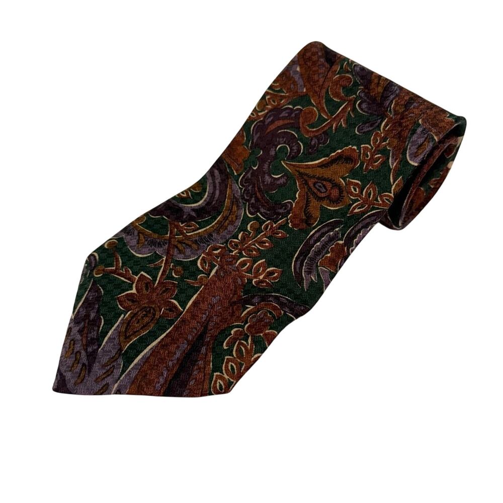 Jean-Louis Scherrer Silk‎ Tie Adjustable Pointed Floral Print Mens One Size